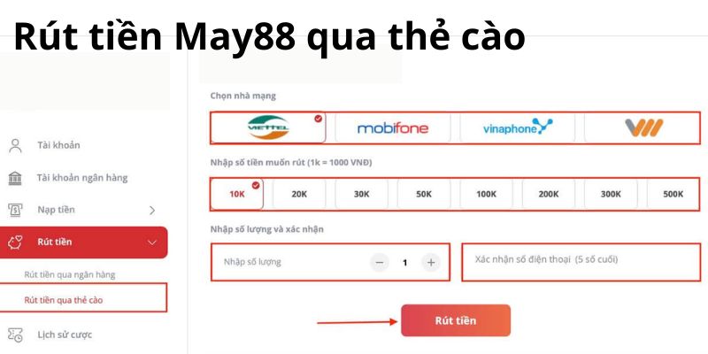 Rút tiền May88 qua thẻ cào