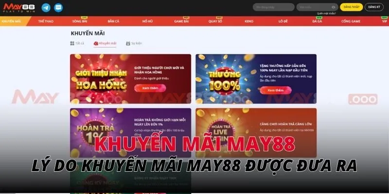 Lý do các khuyến mãi MAY88 được đưa ra