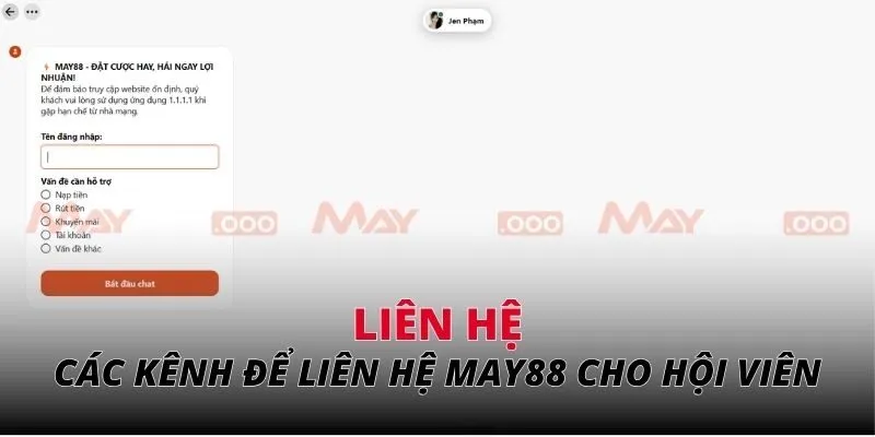 Các kênh để liên hệ MAY88 cho hội viên